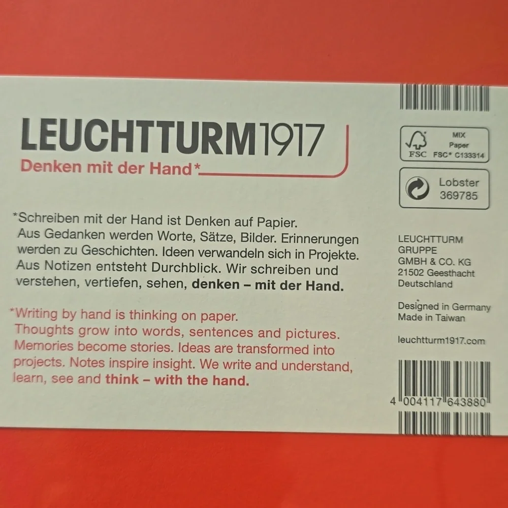 ❤️BUY 5 GET 3 FREE  Leuchtturm1917 Notebook Medium (A5), Hardcover, Lobster